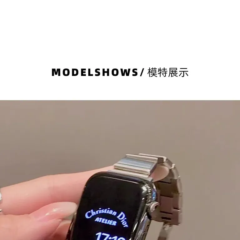 بند مناسب اپل واچ S10 بند iWatchS9 استیل ضدزنگ زنانه طرح کمر باریک s11 حس لوکس ورزشی تابستانی