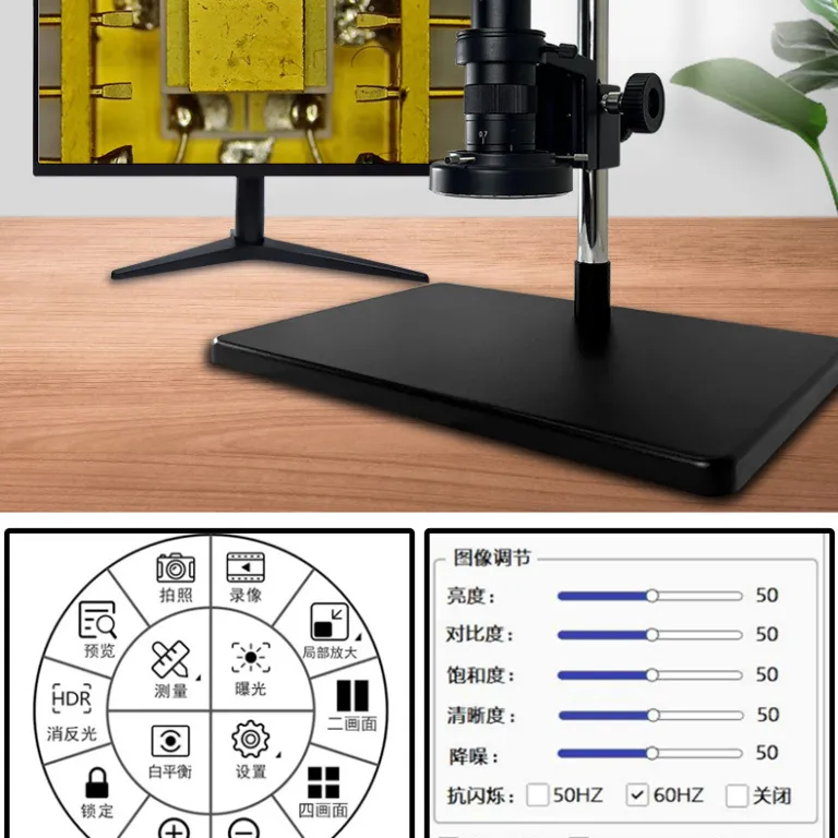 میکروسکوپ دیجیتال با وضوح بالا 4K برای تعمیر موبایل، ذره‌بین صنعتی PCB و تراشه، عکس‌برداری و اندازه‌گیری سطوح فلزی