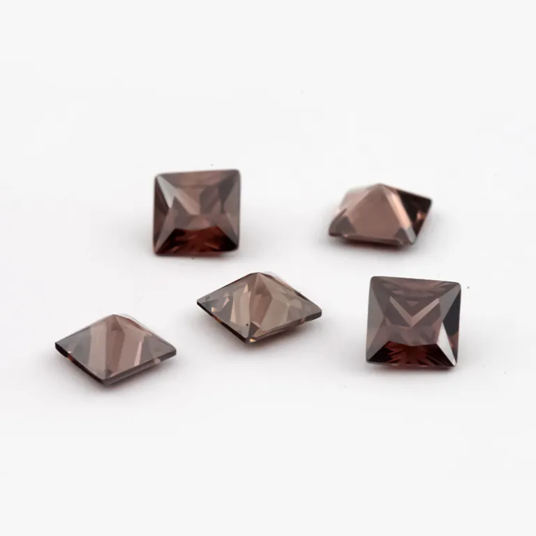 3x3~10x10mm سنگ زیرکونیا اوژو نگین الماس بدلی لوازم DIY مربع قهوه‌ای