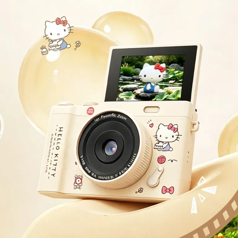 دوربین دیجیتال CCD اصل سانریو با صفحه چرخان طرح KITTY، هدیه مناسب برای دوست‌دختر، دوربین مبتدی دانش‌آموزی برای عکاسی و فیلم‌برداری