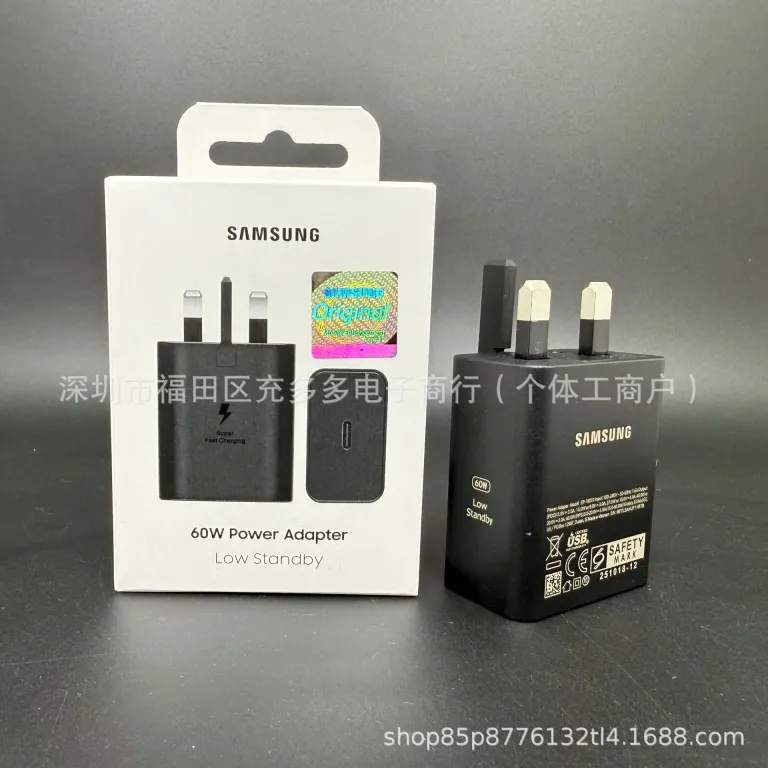 شارژر اورجینال 6010 مناسب برای سامسونگ 60W سوپر شارژ سریع 3.0 شارژر بریتانیایی اروپایی آمریکایی 1.8 متر