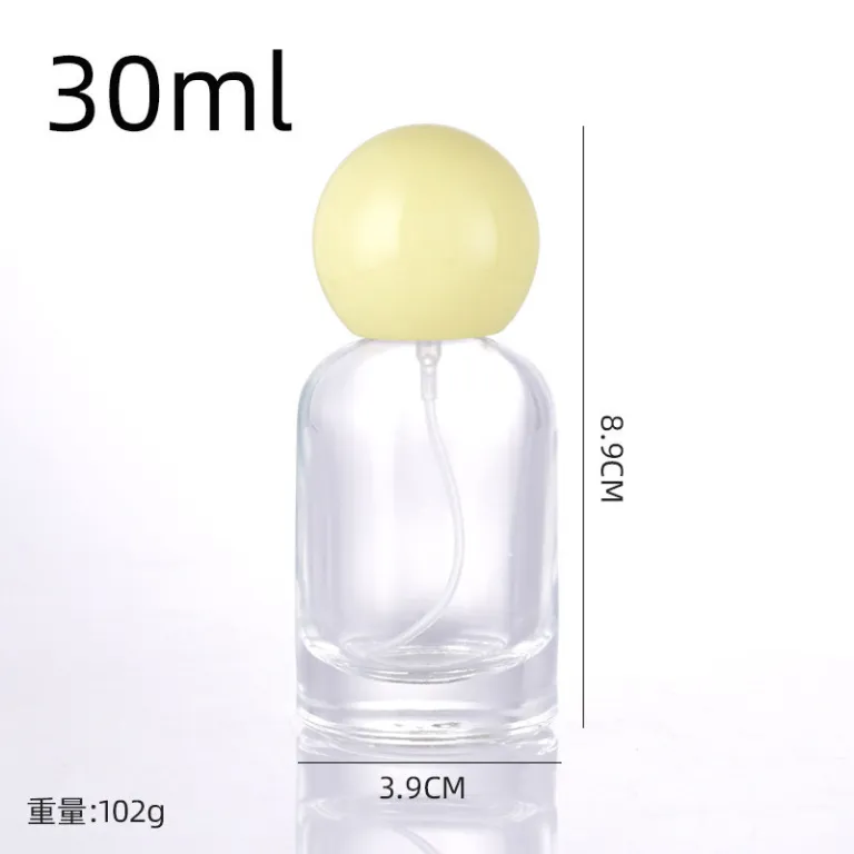 بطری تقسیم عطر با درپوش چوبی، بطری عطر قابل حمل لوکس با ظرفیت بالا، بطری خالی پمپی شیشه‌ای شفاف جایگزین