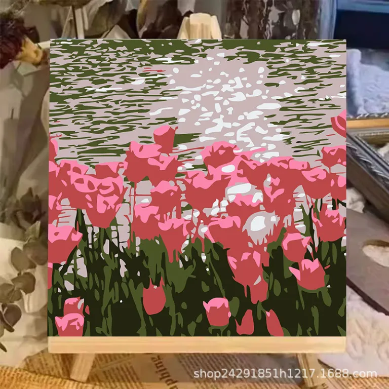 نقاشی رنگ‌روغن دیجیتال گل DIY رنگ‌آمیزی نقاشی دستی کودکانه نقاشی دستی پر کردن منظره لاله نقاشی رنگ‌روغن دیجیتال عمده