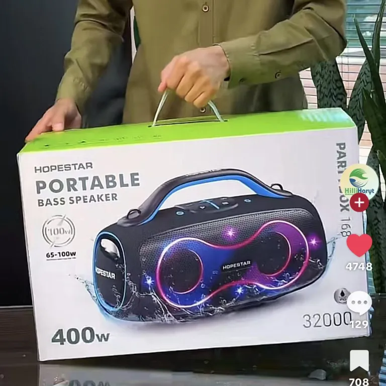 400W اسپیکر بلوتوثی پرقدرت با دو میکروفون، بیس قوی، کیفیت صدای بالا و بی‌سیم برای فضای باز PARTYBOX168