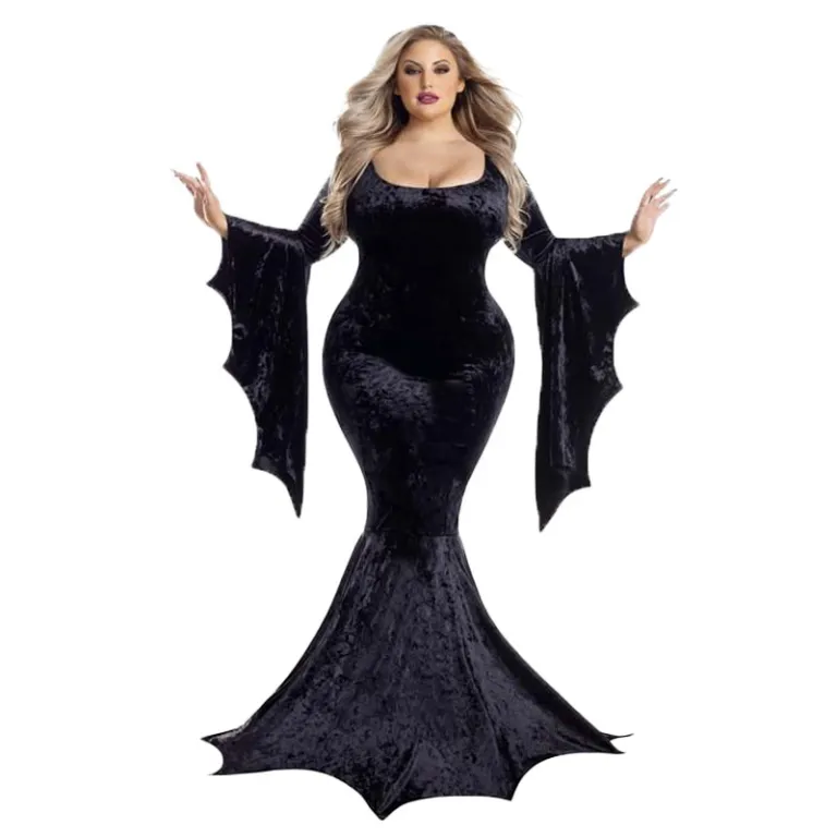 S-XXXL لباس هالووین جادوگر خفاشی و عروس شبح، لباس بلند گوتیک خون‌آشام برای بالماسکه و اجرا