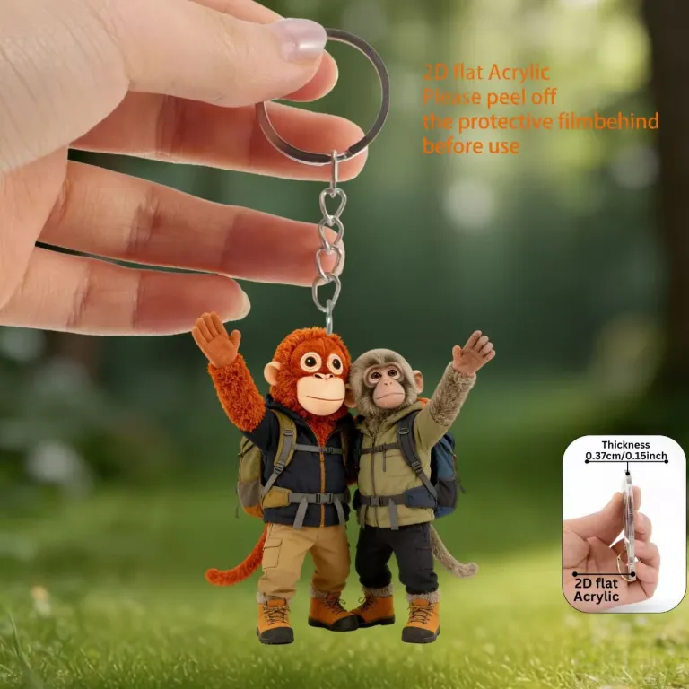 آویز عروسکی میمون Protect Punch قرمز با اکریلیک تخت 2D