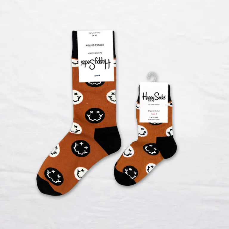جوراب بچگانه HappySocks طرح کارتونی ساق متوسط مدل هایپی مناسب دختر و پسر برای استفاده بیرون از منزل طرح بامزه عمده و خانوادگی
