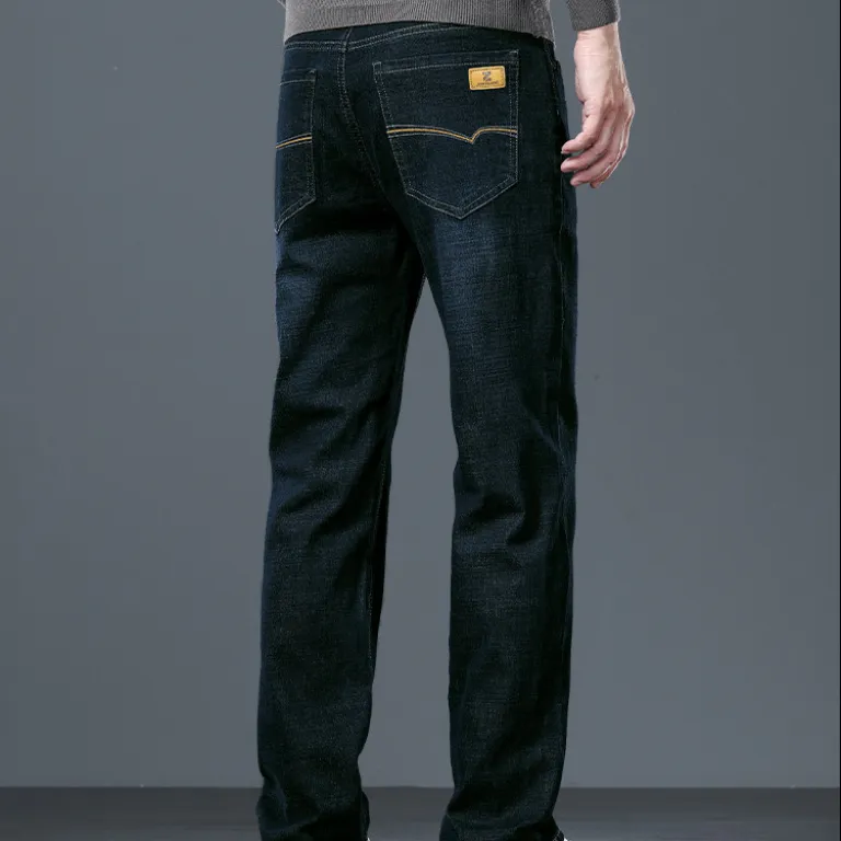 شلوار جین مشکی-خاکستری مردانه Z+ از JEANSWEST، مدل جدید بهار و پاییز، راسته گشاد کشی، شلوار بلند کژوال همه‌کاره برای مردان میان‌سال
