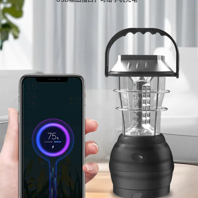 چراغ کمپینگ شارژی LED با شارژ خورشیدی و هندلی، چراغ اضطراری چندکاره قابل حمل