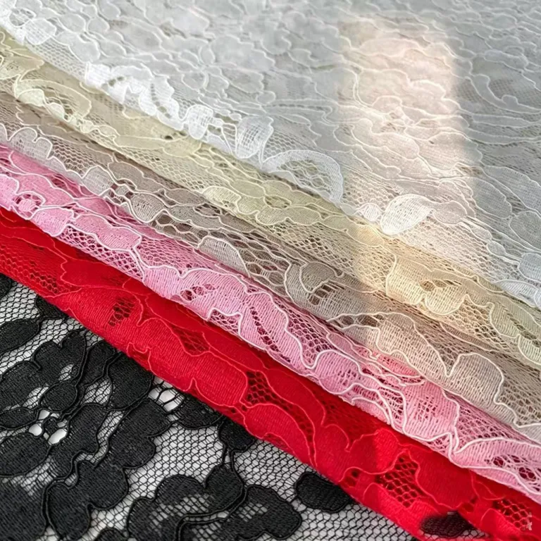 پارچه توری دانتل بدون کش مدل گل صدتومانی پرفروش، پارچه توری حاشیه‌دار، موجود برای دوخت دامن، پیراهن، لباس مجلسی و چیپائو
