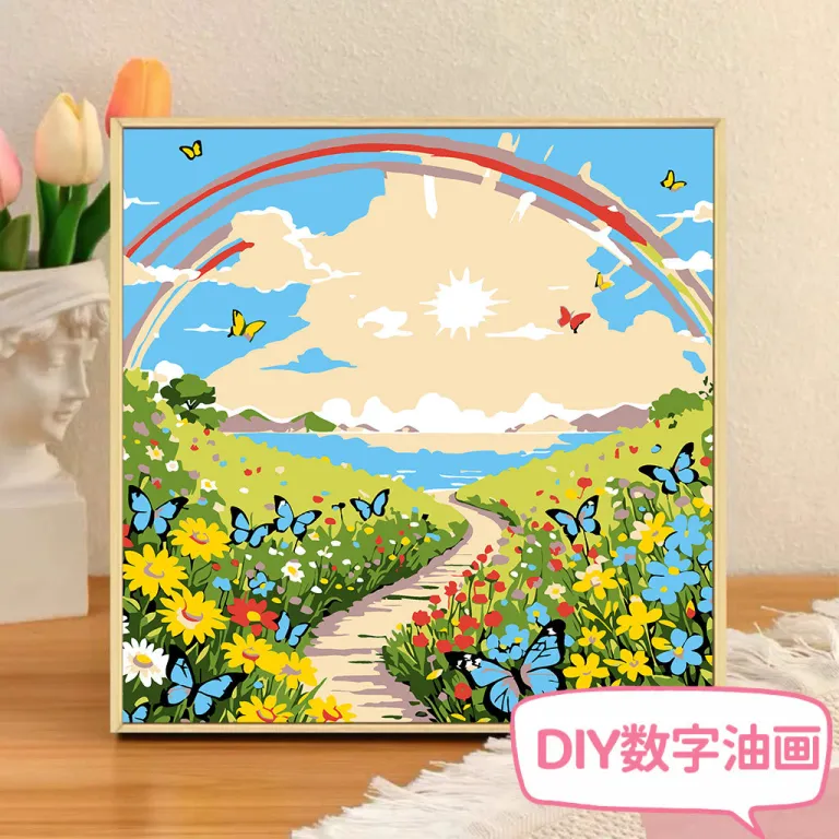 30*30 نقاشی رنگ‌روغن دیجیتال منظره روستایی، نقاشی دستی DIY برای پر کردن، نقاشی اکریلیک تزئینی منظره خیابان و کافه، عمده‌فروشی موجود در انبار