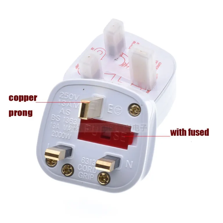 فروش مستقیم کارخانه BS1363 دوشاخه سه‌شاخه جداشدنی با فیوز و کلید مخصوص هنگ‌کنگ
