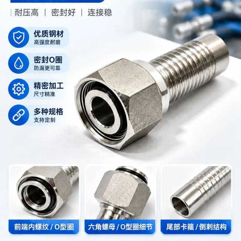 اتصال شلنگ هیدرولیک فشار قوی با اتصال پرسی مخروطی متریک سبک Eaton Yonghua 20411 با زاویه 24 درجه