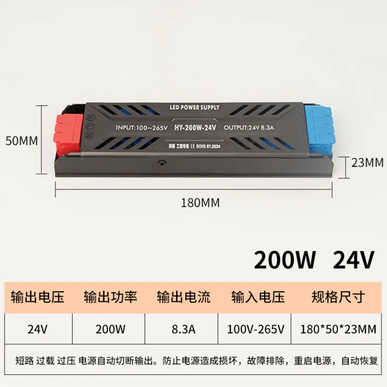 منبع تغذیه سوئیچینگ فوق‌باریک با رزین 24V منبع تغذیه جعبه نور درایور LED ولتاژ پایین برای نوار LED و چراغ خطی ریلی