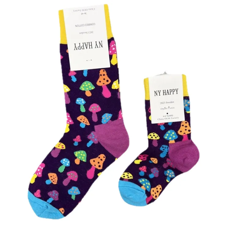 جوراب بچگانه HappySocks طرح کارتونی ساق متوسط مدل هایپی مناسب دختر و پسر برای استفاده بیرون از منزل طرح بامزه عمده و خانوادگی