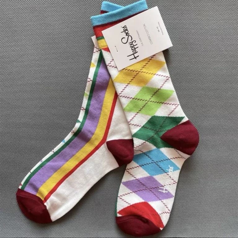 جوراب زنانه رنگارنگ HappySocks طرح کارتونی بامزه مدل اینستاگرامی نیمه‌ساقه بیرونی خیابانی