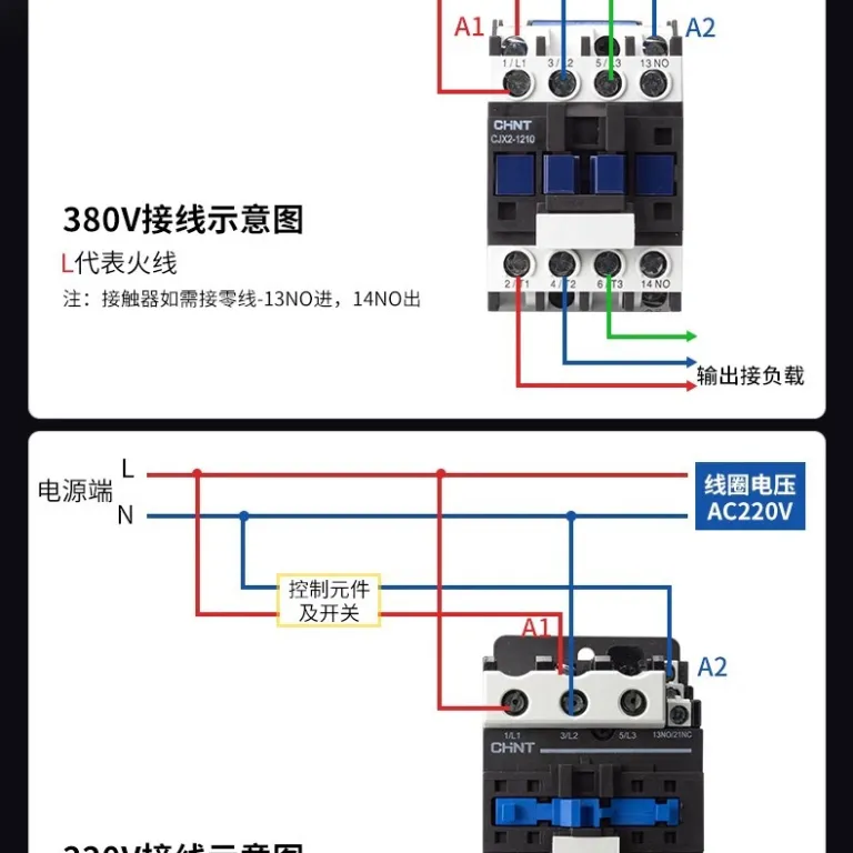 کنتاکتور AC چینت 220V سه‌فاز CJX2-12/1810/25/32/40/65/95NXC380V24V