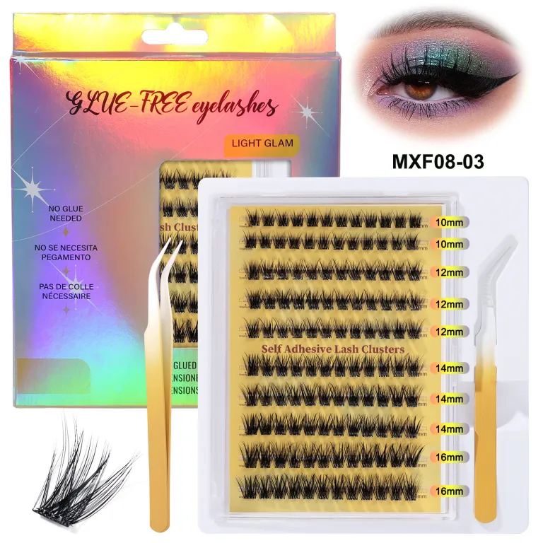 مژه مصنوعی بدون چسب آمازون، ست مژههای تکه‌ای فر و پرپشت DIY کراس‌بردر cluster lashes