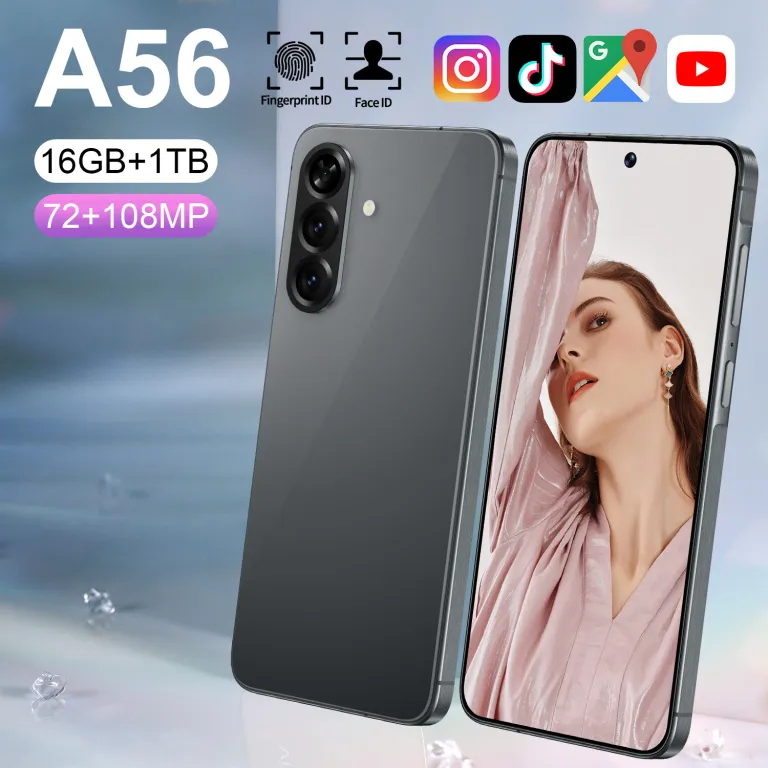 گوشی هوشمند اندروید A56 16+1T 7.3 اینچ صفحه‌نمایش بزرگ، تولیدکننده اصلی TK/Temu، قابل ارسال مستقیم