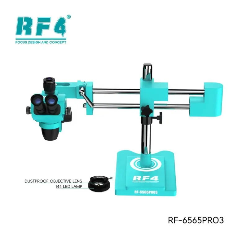 RF47050pro میکروسکوپ با بزرگنمایی بالا برای تعمیر مادربرد موبایل، میکروسکوپ HD با زوم پیوسته دو بازویی