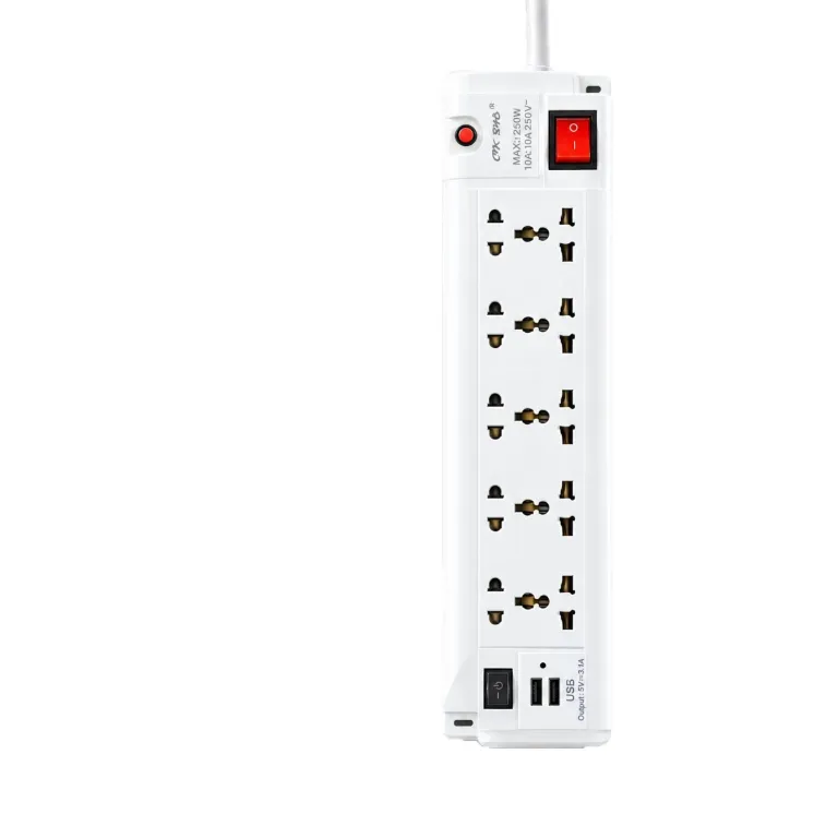 چندراهی برق ZAMAN با دو پورت USB 4 پریز یونیورسال با محافظ اضافه بار