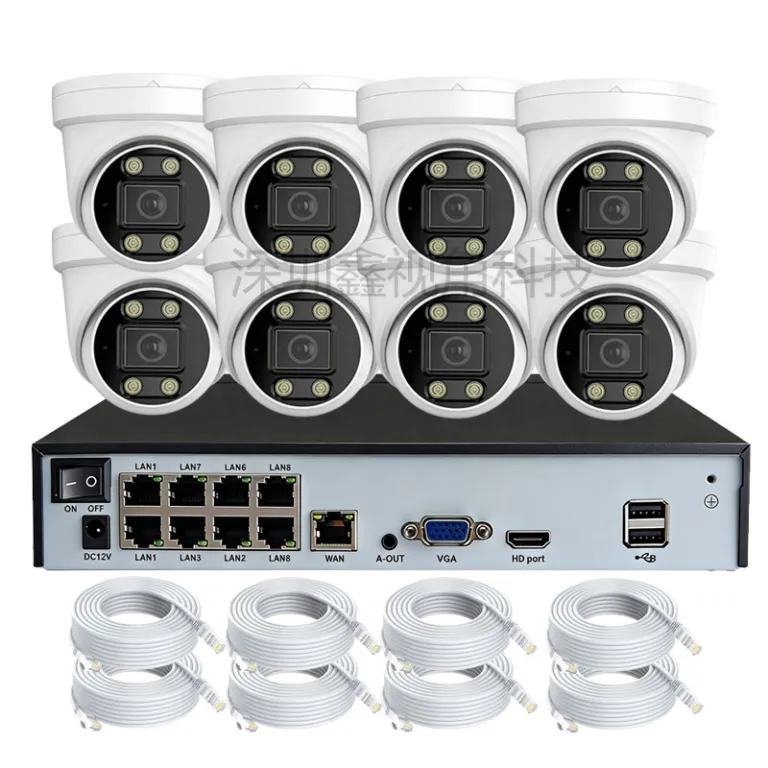 دوربین مداربسته دام گنبدی داخلی 8MP4K دستگاه ضبط ویدئو NVR PoE کانال 8