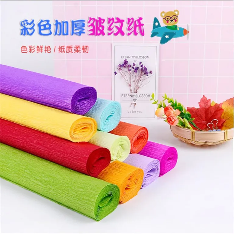 فروش مستقیم کارخانه، کاغذ کرپ رنگی ضخیم، مواد ساخت گل دستی، کاغذ DIY چین‌دار، کاغذ دستی برای گل رز