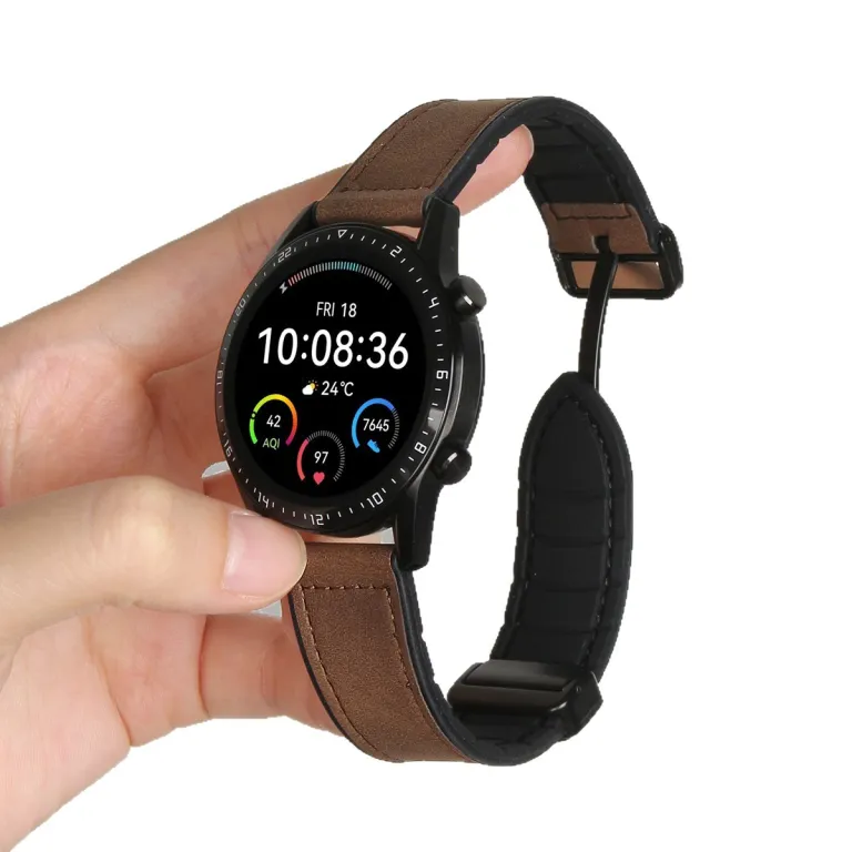 بند چرمی gt6 مناسب ساعت هوشمند هواوی واچ gt7 مدل watchgt5 طرح جدید اسپرت 3 تنفسپذیر gt4 پاییز و زمستان