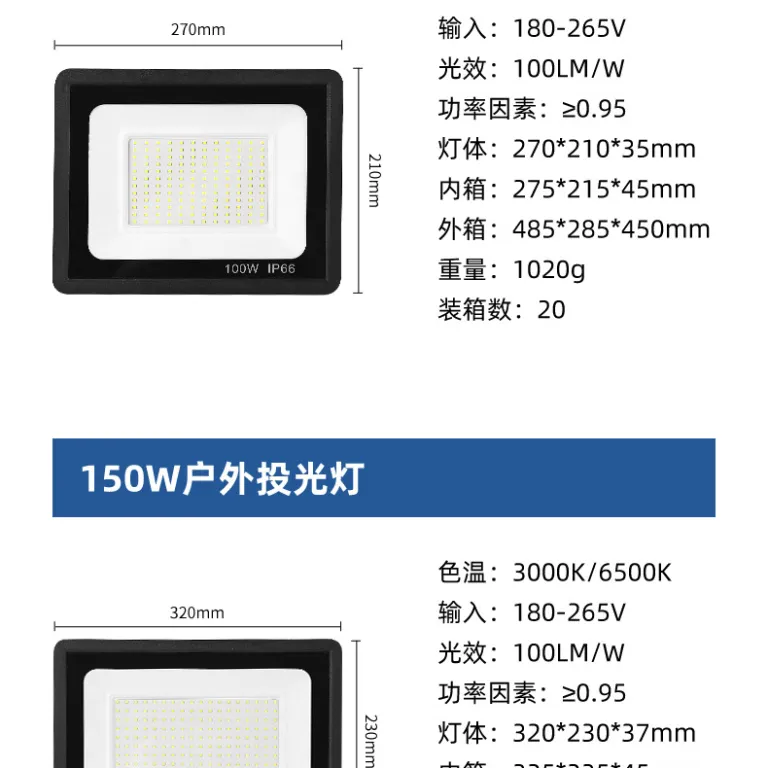 پروژکتور سیب کوچک فوق‌باریک 100W، پروژکتور فضای باز 200W، نورافکن ضدآب برای نورپردازی پروژه