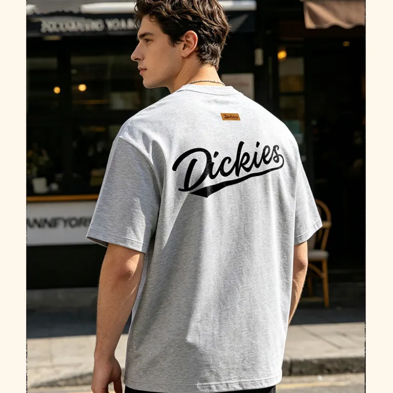 تی‌شرت مردانه نخی سنگین Dickies، تنفس‌پذیر و راحت، مدل کلاسیک وینتیج، آستین کوتاه، استایل روزمره آمریکایی