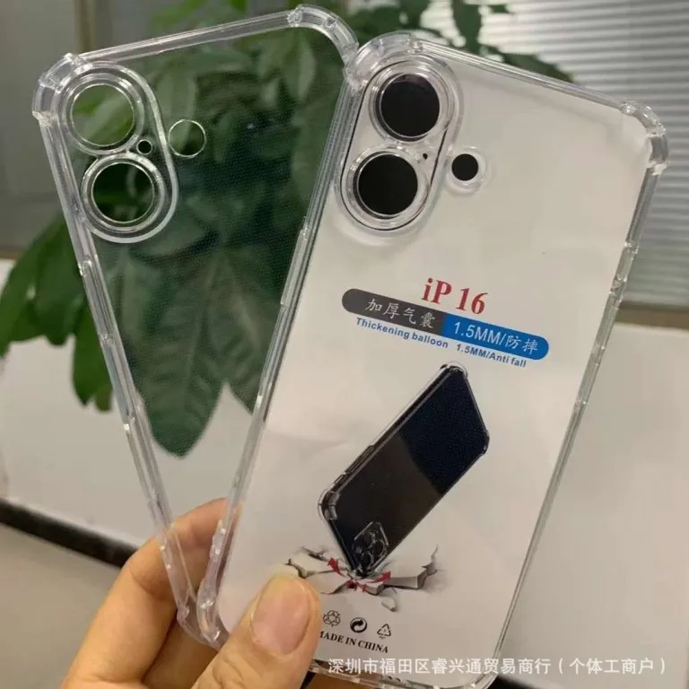قاب شفاف ضد ضربه با چهار گوشه بالشتک دار مناسب اپل 16E آیفون 17 14promax 12 15 کاور محافظ