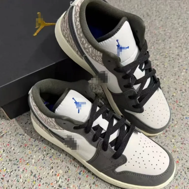 کفش بسکتبال ساق کوتاه نایک aj1 طرح پاندا سیاه و سفید و swoosh معکوس جردن 1 چرم لایه اول