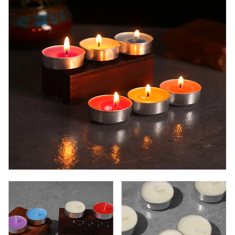 شمع چای بدون دود 4-8 ساعت، شمع کوچک گرد مخصوص گرم‌کردن و عطر‌افشانی، مناسب هتل و کی‌تی‌وی و تولد
