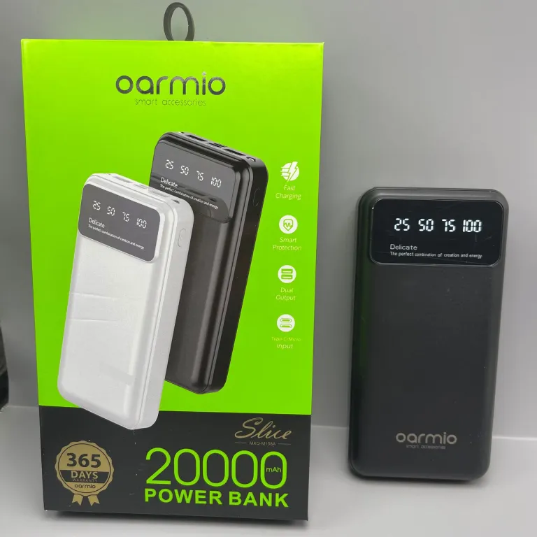 پاوربانک قابل حمل با ظرفیت زیاد oarmio20000 میلی‌آمپر ساعت دارای چهار کابل داخلی عمده