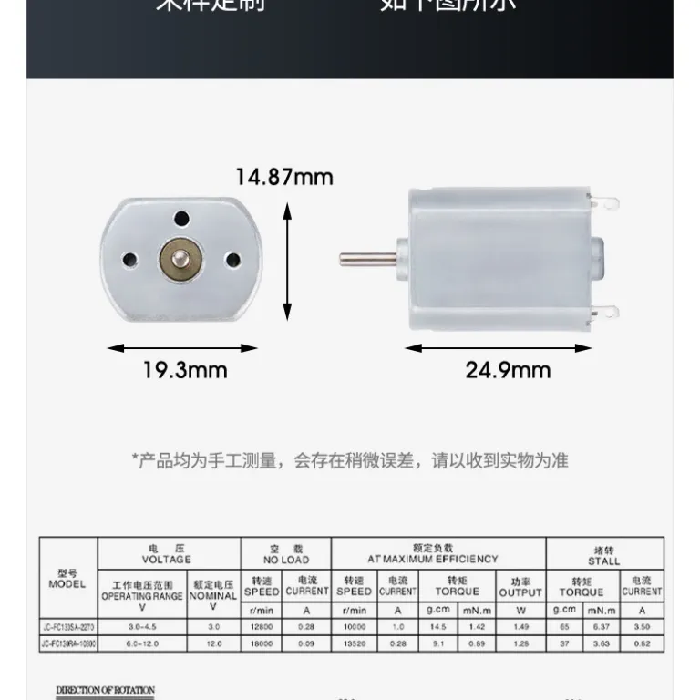 کارخانه اصلی F130 موتور DC فن کوچک مدادتراش موتور ویبره کوچک ماشین اسباب‌بازی کنترل از راه دور موتور کوچک