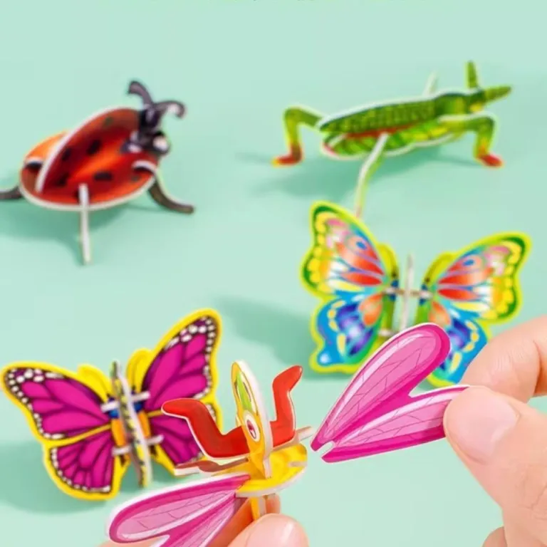 3D پازل سه‌بعدی حشرات جالب اسباب‌بازی خلاقانه DIY کودکان مهدکودک آموزش اولیه کاردستی ساختنی کارت پازل هوشی