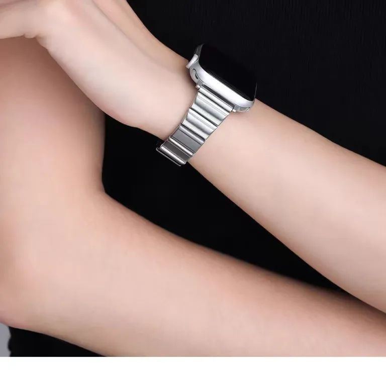 بند مناسب اپل واچ S10 بند iWatchS9 استیل ضدزنگ زنانه طرح کمر باریک s11 حس لوکس ورزشی تابستانی