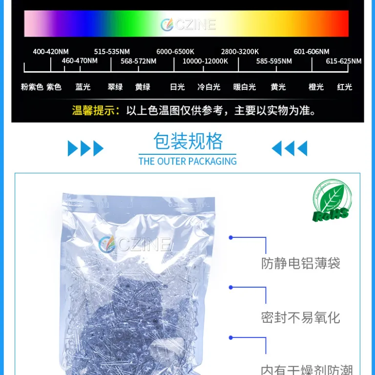 5mm دیود f5 بدنه سفید نور قرمز نانویی آبی ضدعفونی UV چراغ هشدار روشنایی دیود ال‌ای‌دی DIP دیود نورانی