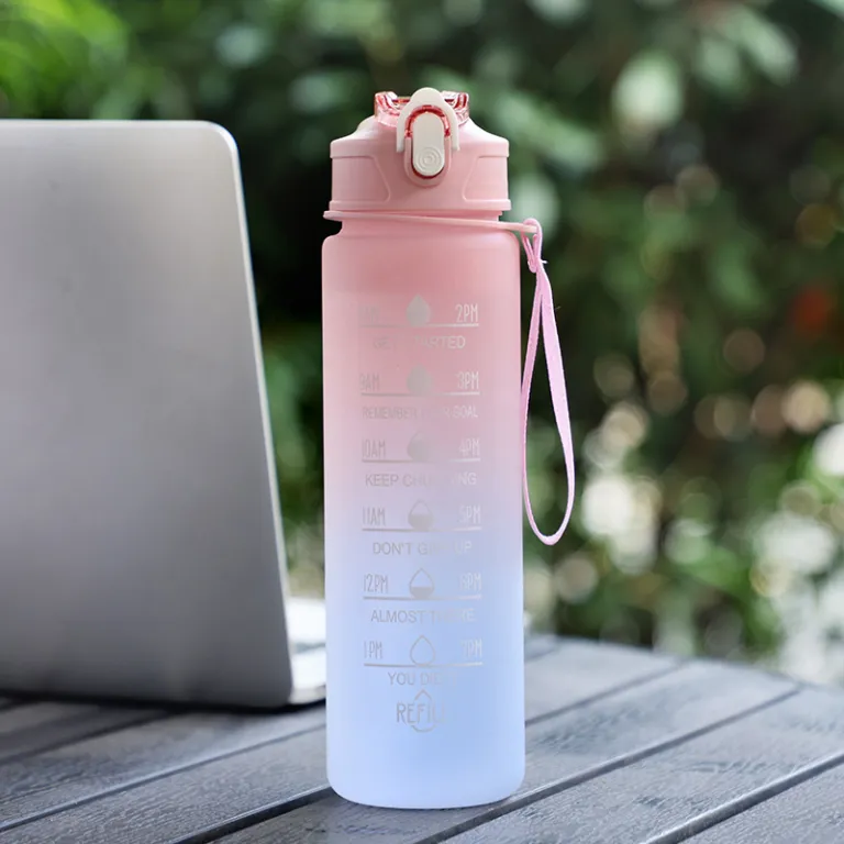 بطری آب گرادیان رنگی مات 1000ml با ظرفیت بالا برای باشگاه و ورزش، قابل حمل، مناسب فروش بین‌المللی آمازون