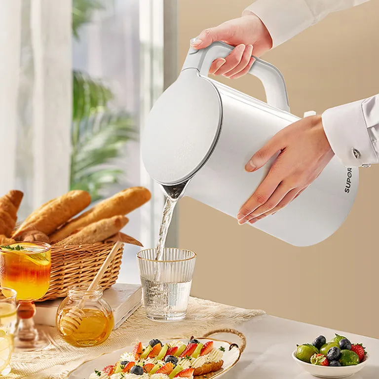 کتری برقی استیل ضد زنگ دو جداره ضد سوختگی سوپور 1.7L با ظرفیت بالا جوش سریع بدون درز
