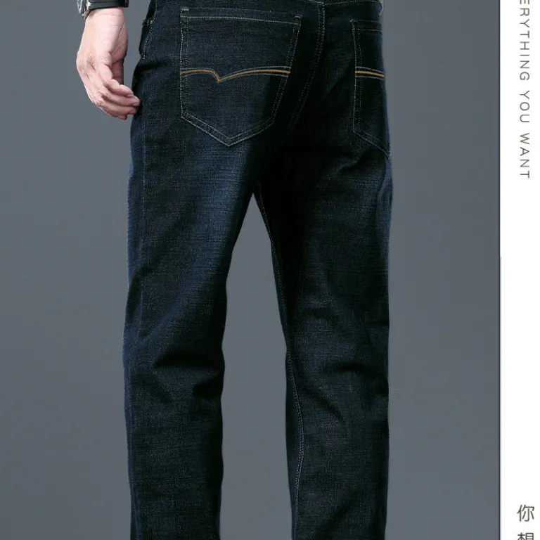 شلوار جین مشکی-خاکستری مردانه Z+ از JEANSWEST، مدل جدید بهار و پاییز، راسته گشاد کشی، شلوار بلند کژوال همه‌کاره برای مردان میان‌سال