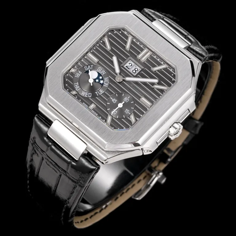 ساعت مردانه کلاسیک تمام اتوماتیک مکانیکی سری Patek Nautilus 5822 با بند چرمی، آماده دراپ‌شیپینگ