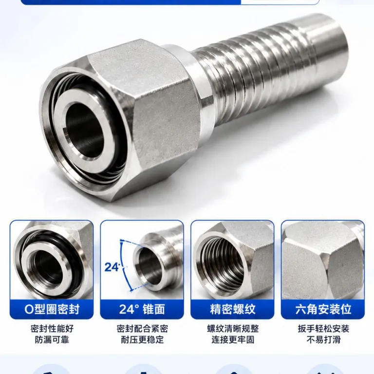 اتصال شلنگ هیدرولیک فشار قوی با اتصال پرسی مخروطی متریک سبک Eaton Yonghua 20411 با زاویه 24 درجه