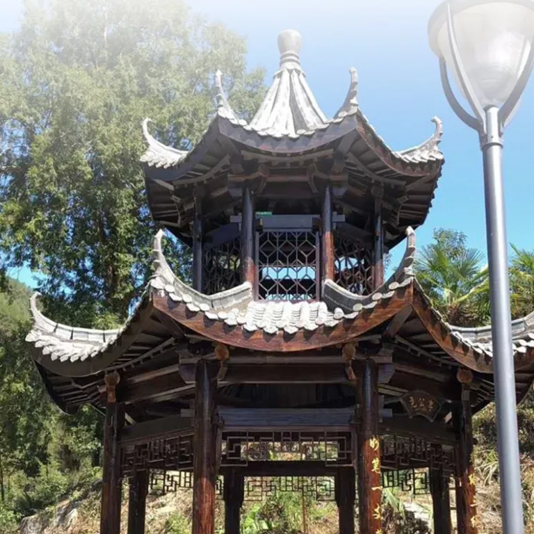 آلاچیق چوبی چهارگوش سنتی برای حیاط و باغ، آلاچیق تفریحی چوبی با چهار ستون