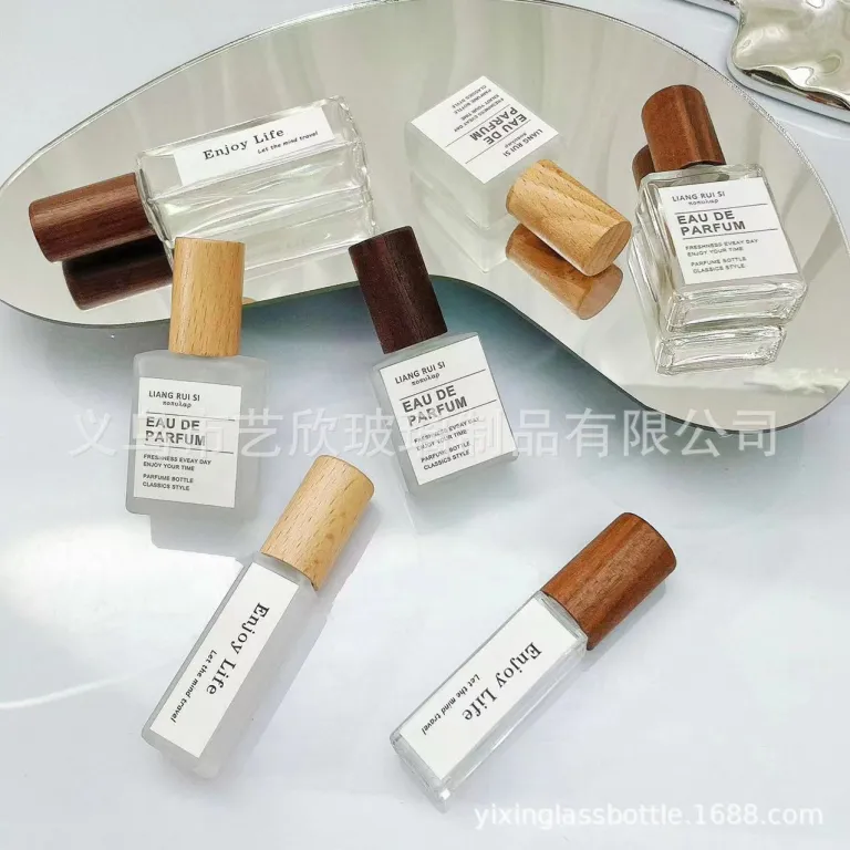 شیشه تقسیم عطر با درب چوبی خالی شیشهای 10ml لوکس مسافرتی قابل حمل 5ml شیشه اسپری نمونه شیشه عطر