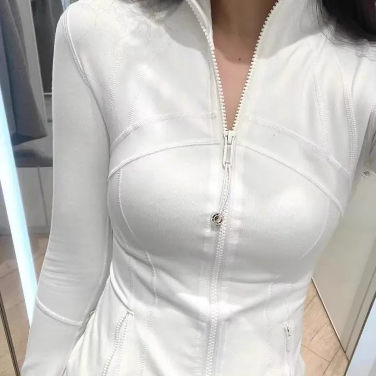 ژاکت زنانه lulu با لیبل اصلی DF، یقه ایستاده، زیپ طلایی، مناسب یوگا، بدنسازی، آستین‌بلند و دویدن