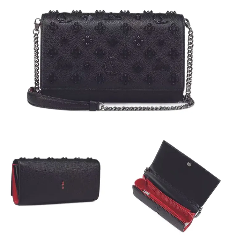کیف دوشی زنانه طرح Christian Louboutin با پرچ و کف قرمز