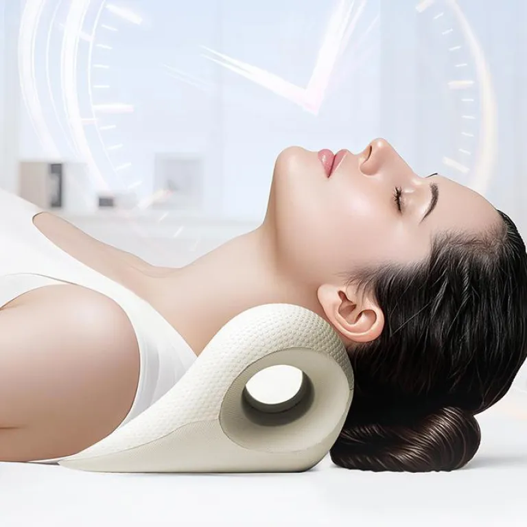 بالش گردنی C شکل جدید با کشش و اصلاح قوز گردن، ماساژور طب فشاری جاذبه‌ای برای صاف کردن انحنای گردن