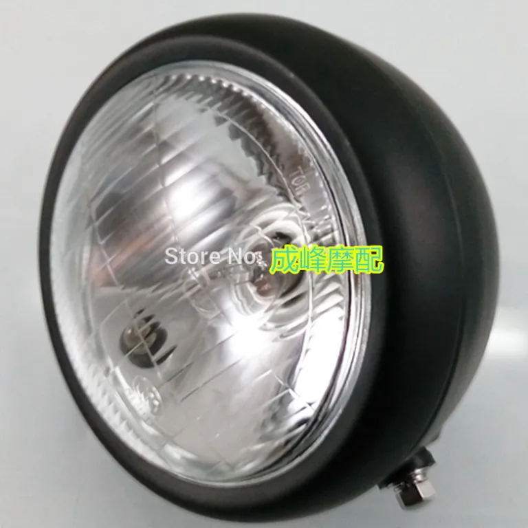 GN125 چراغ جلوی رترو CG125 چراغ بزرگ رترو قابل تغییر برای موتورسیکلت چراغ نور بالا و پایین گرد مشکی آبکاری شده