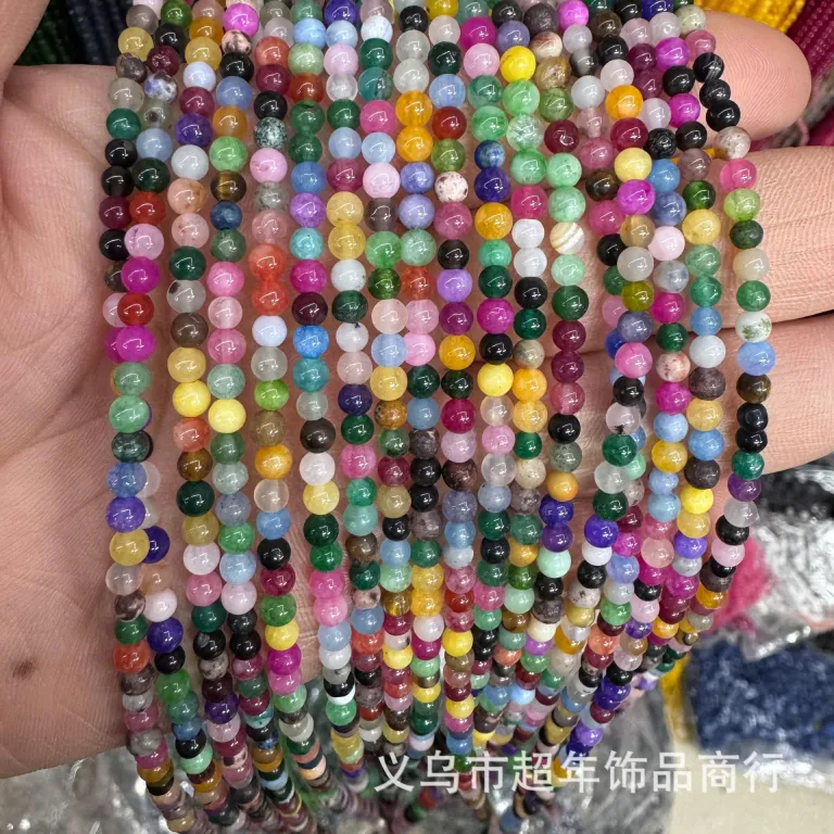 2mm3mm4mm مهره‌های گرد کوچک سنگ طبیعی، لوازم جانبی زیورآلات، آمیتیست، آونتورین سبز، تورمالین، مهره‌های DIY عمده